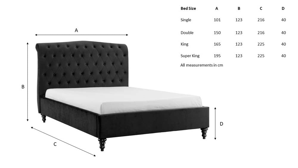 Rosemary Black Double Bed Frame
