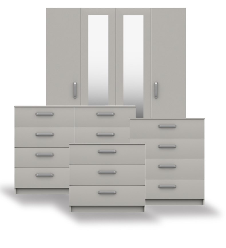 Arden Cashmere Grey High Gloss Bedroom Furniture. From £129.
