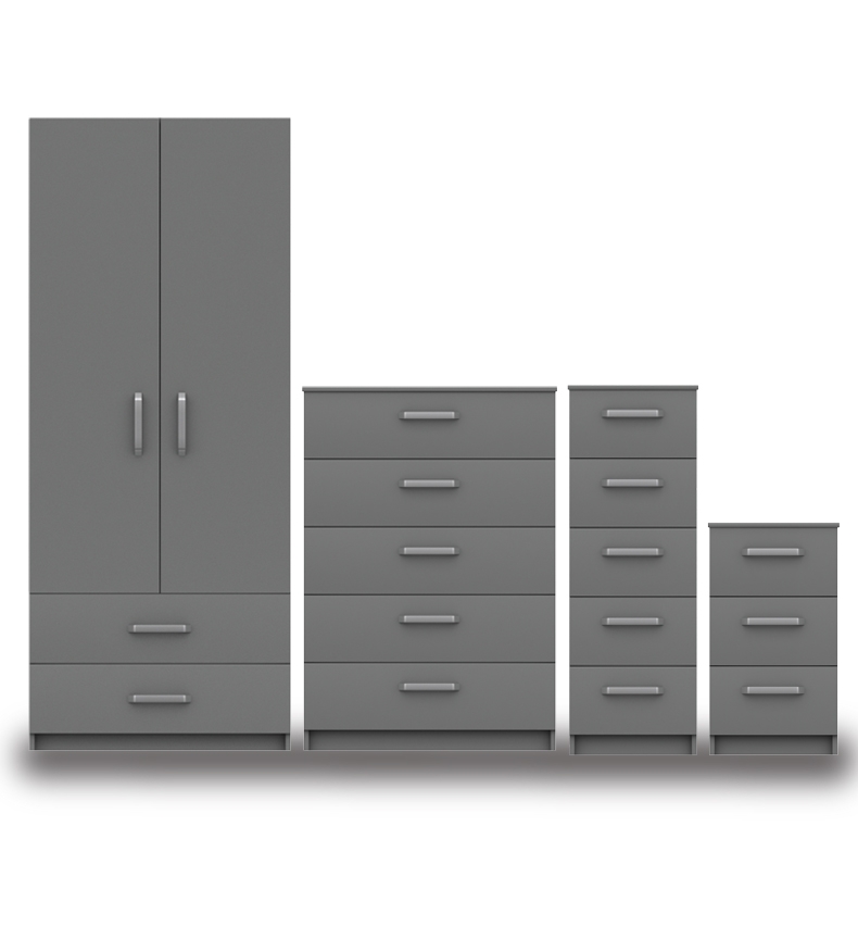 Arden Dust Grey High Gloss Bedroom Furniture. From £129.