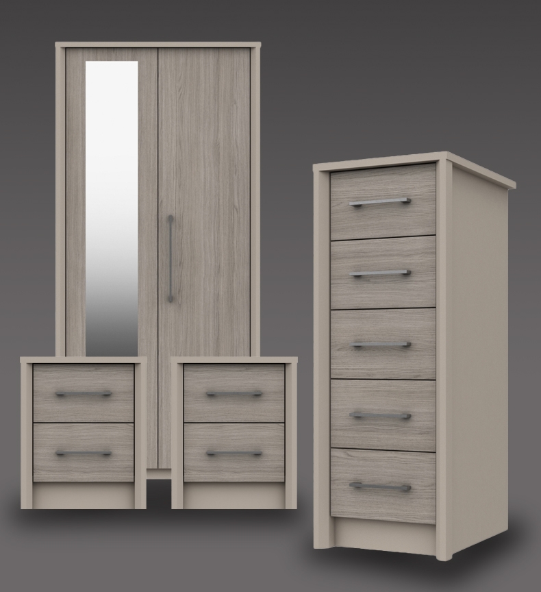 Burton Clay And Grey Oak Bedroom Furniture. From £119.