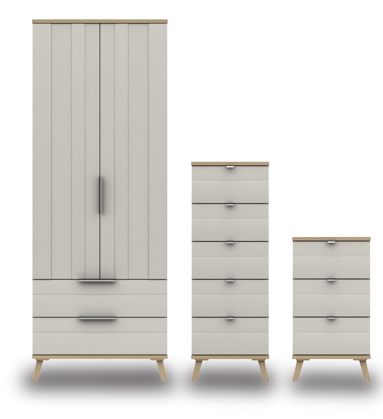 Derby Grey White Natural Oak Bedroom Furniture. From £199.