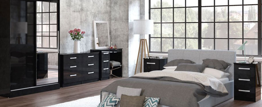 Links High Gloss Black Bedroom Furniture. From £109.