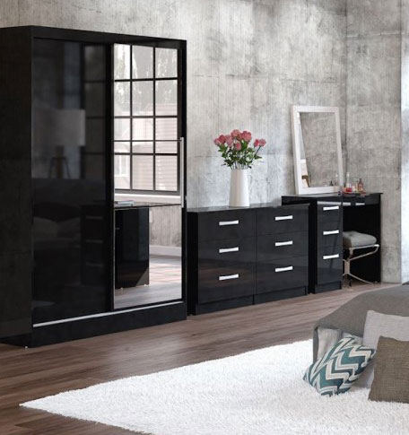 Links High Gloss Black Bedroom Furniture. From £109.