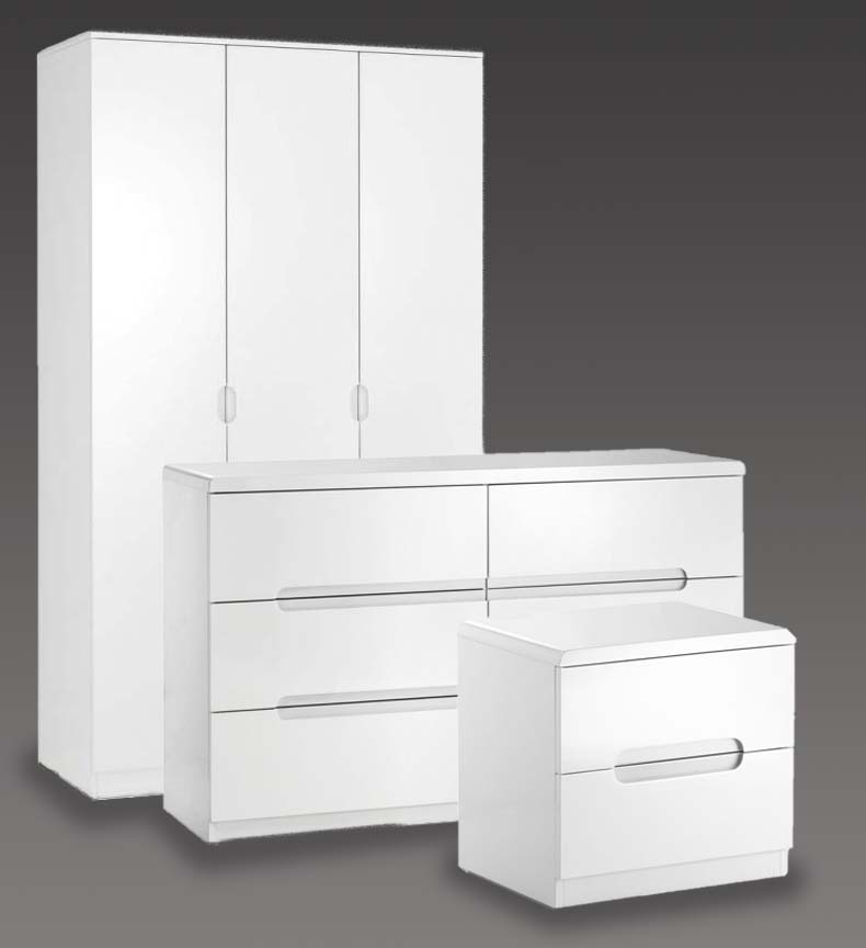 Manchester White High Gloss Bedroom Furniture. From £49.