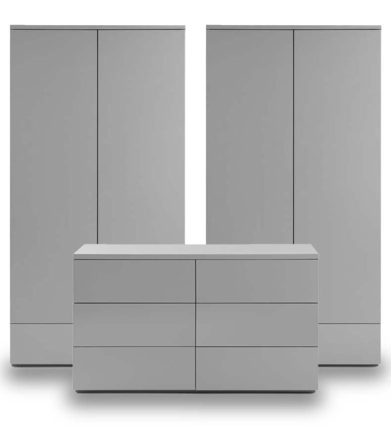 Montage Grey High Gloss Bedroom Furniture. From £99.