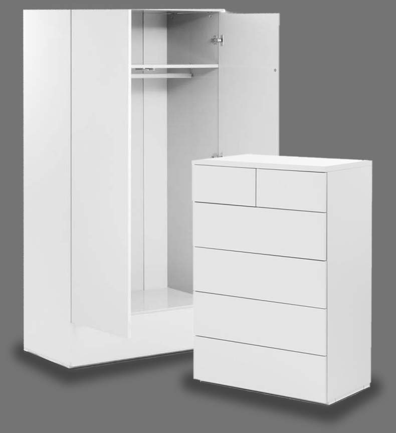 Montage White High Gloss Bedroom Furniture. From £99.