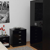 Otto Black High Gloss Bedroom Furniture