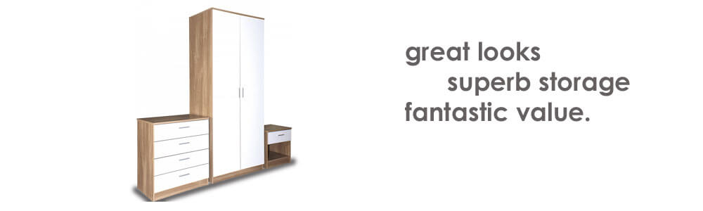Otto White And Oak High Gloss Bedroom Furniture.