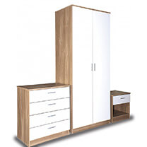 Otto White And Oak High Gloss Bedroom Furniture.