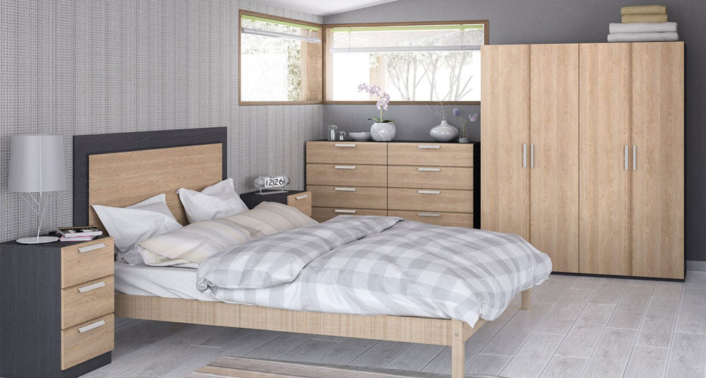 Waterford Graphite And Oak Bedroom Furniture. 