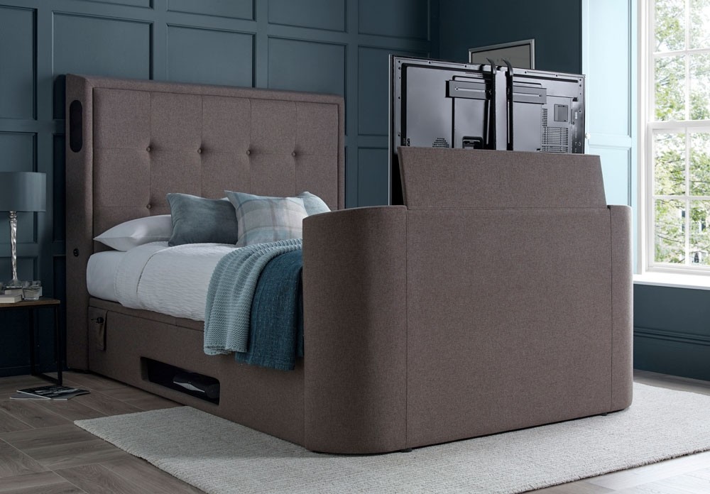 Merlin Fawn Double Ottoman TV Bed Frame