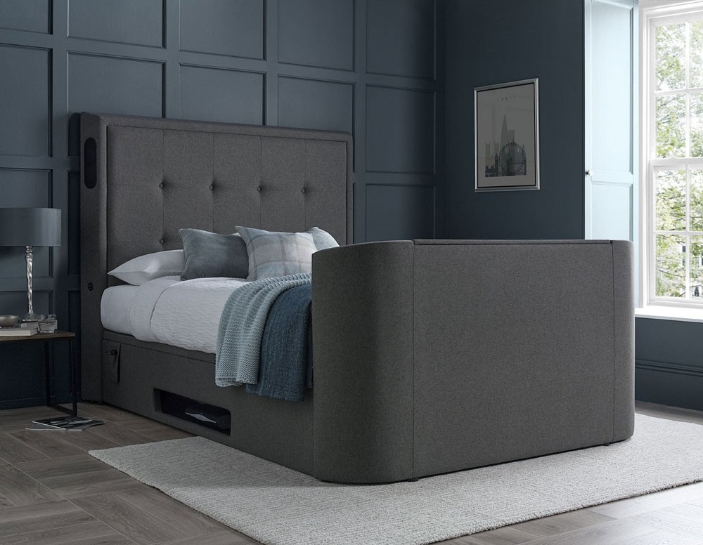 Merlin Hopsack Grey King Size Ottoman TV Bed Frame