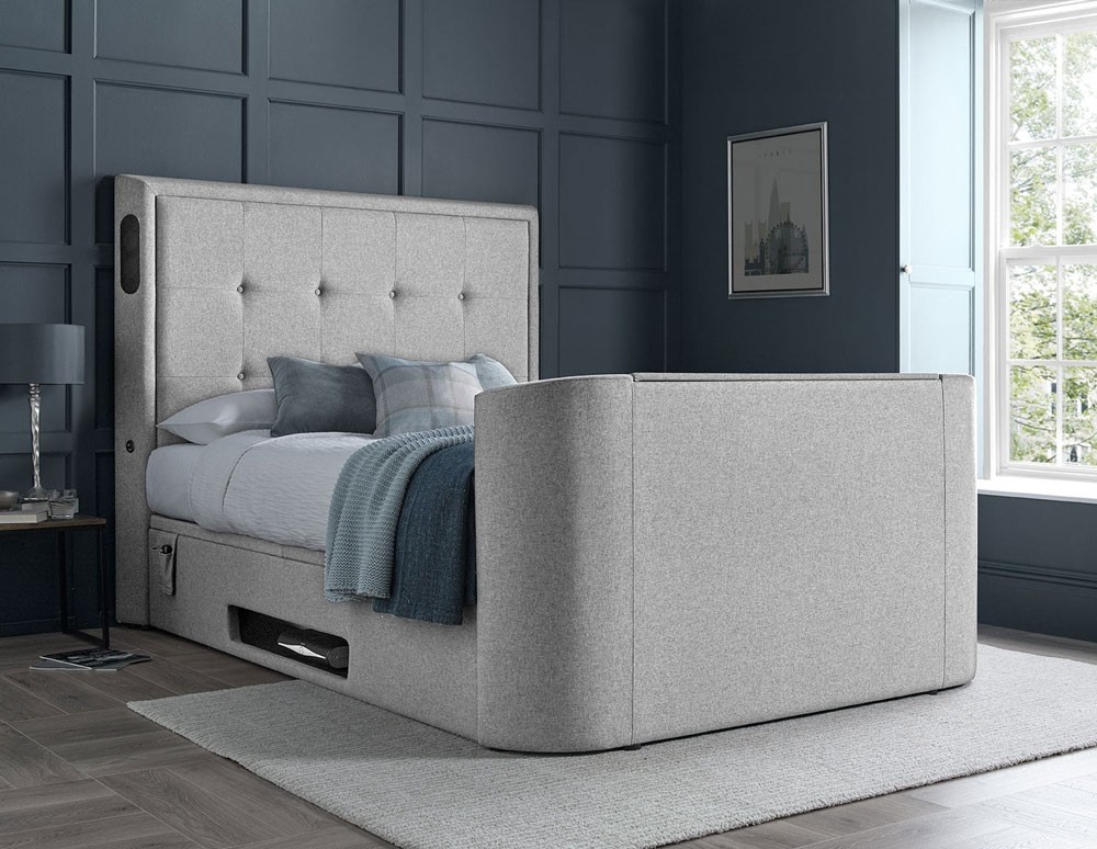 Merlin Smoke Grey King Size Ottoman TV Bed Frame