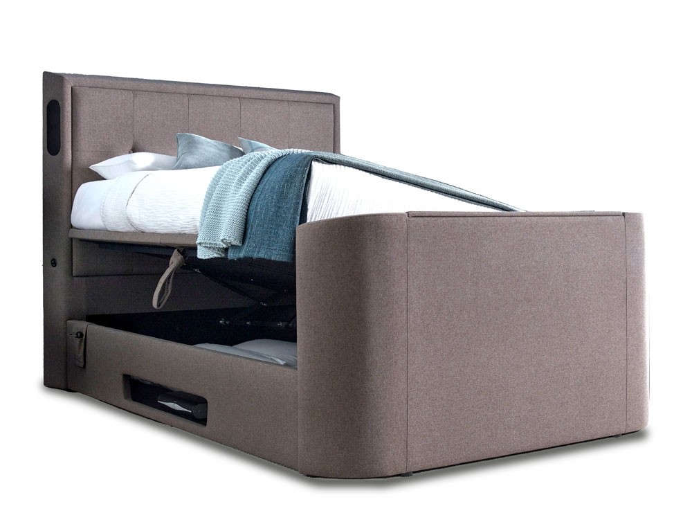 Merlin Hopsack Grey King Size Ottoman TV Bed Frame