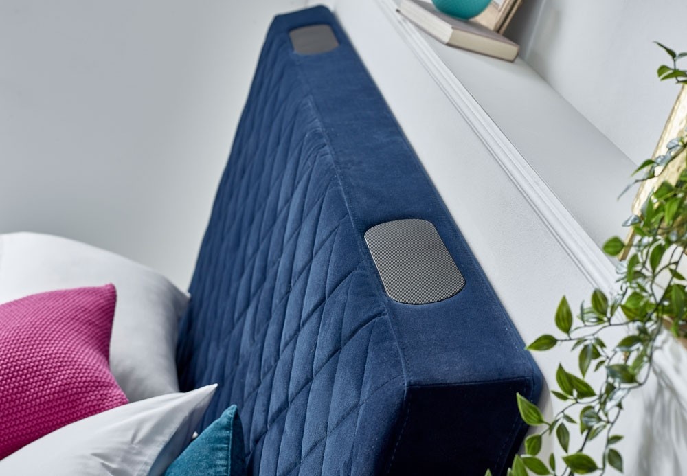 Piper Velvet Blue Super King Size Ottoman TV Bed Frame Super King