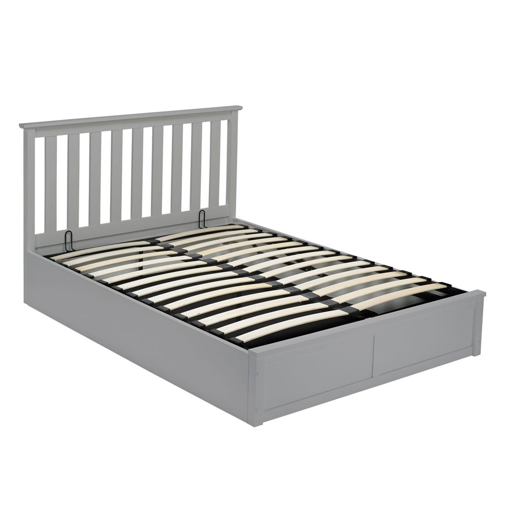 Orton Grey Wooden Double Ottoman Bed Frame, Grey Wooden Bed Frame