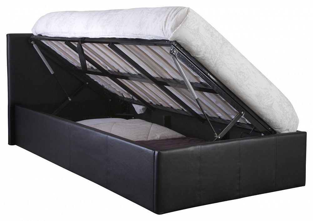 5ft 4ft6 4ft Caspian Side Lift Ottoman Storage Bed 3ft Single No Mattress, Black White Various Mattress Options Available Brown Black 3ft 