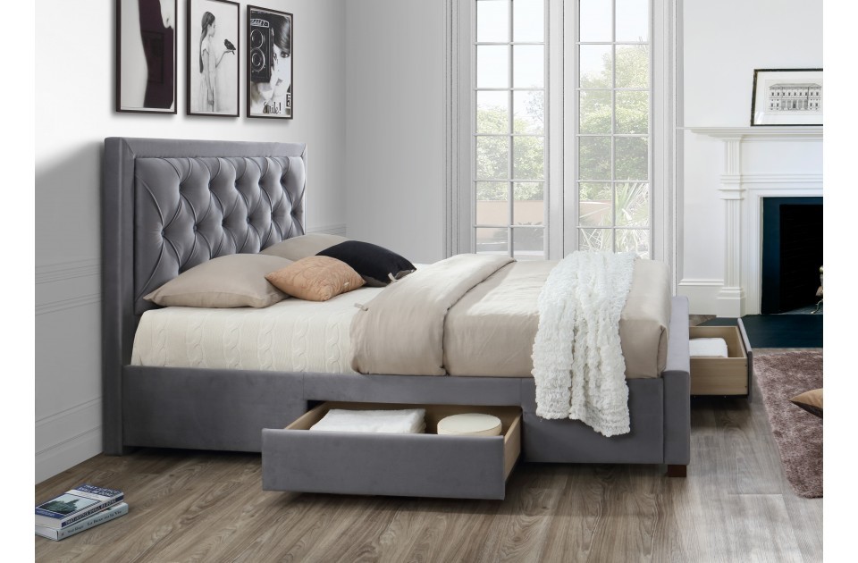 Four Drawer Kingsize Bed Frame, Upholstered King Bed Frames With Storage Drawers