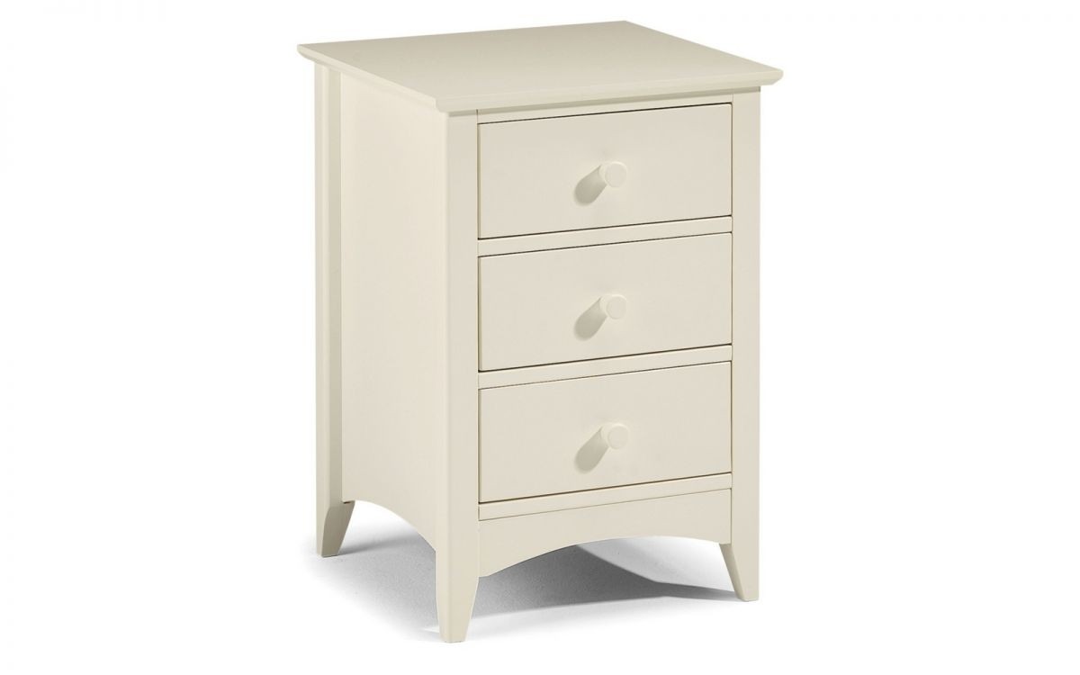Cambell White 3 Drawer Bedside