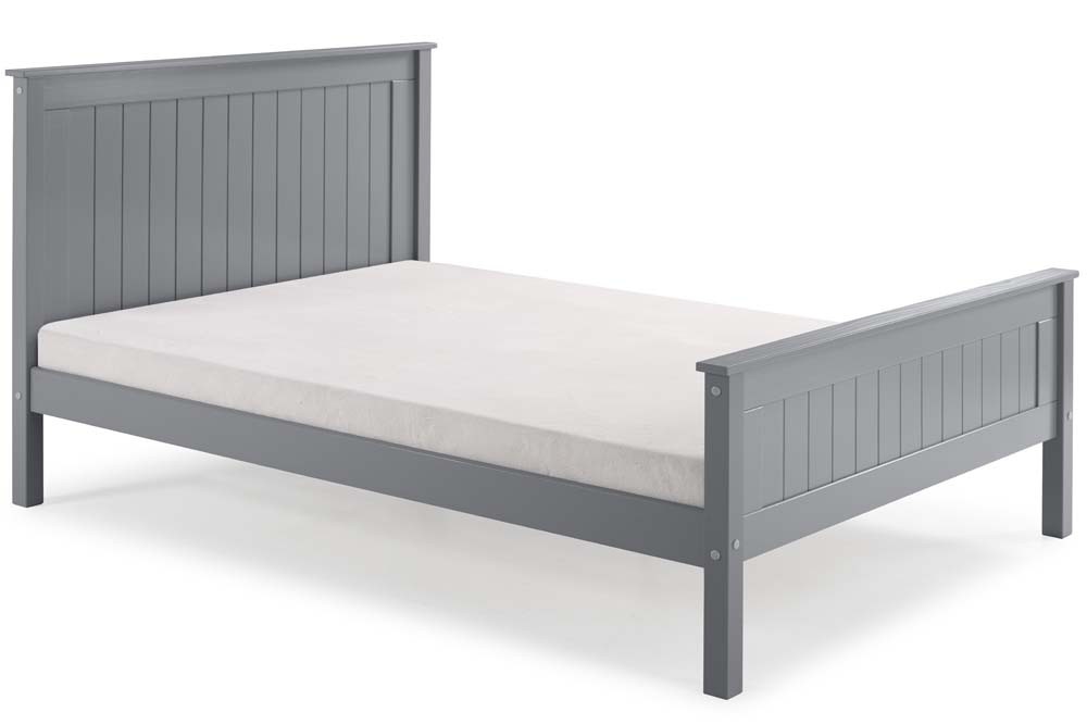 Taurean Grey High Foot Single Bed Frame, Shaker Style Single Bed Frame