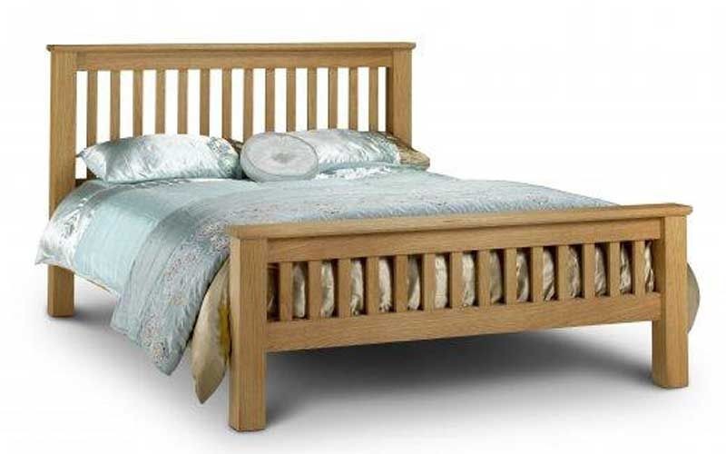 Marlowe Oak High Foot King Size Bed Frame, Rustic Oak King Size Bed Frame