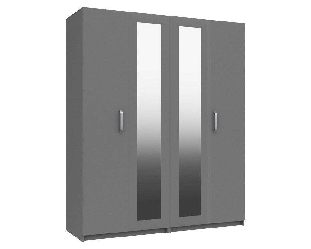 Arden Dust Grey Gloss 4 Door Robe With Mirror