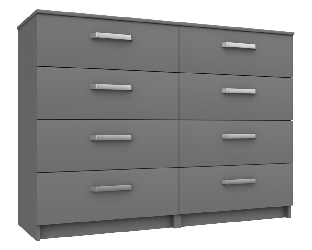 Arden Dust Grey Gloss 4 Drawer Double Chest