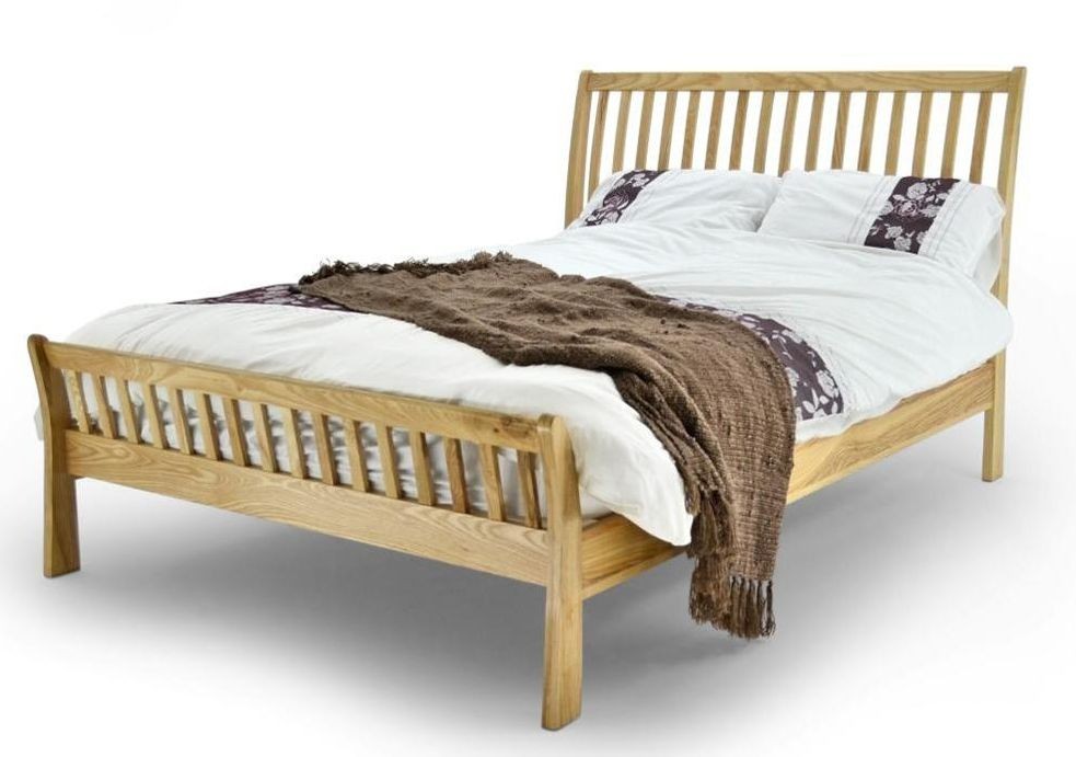 Ashton Oak King Size Bed Frame, Oak King Size Sleigh Bed Frame