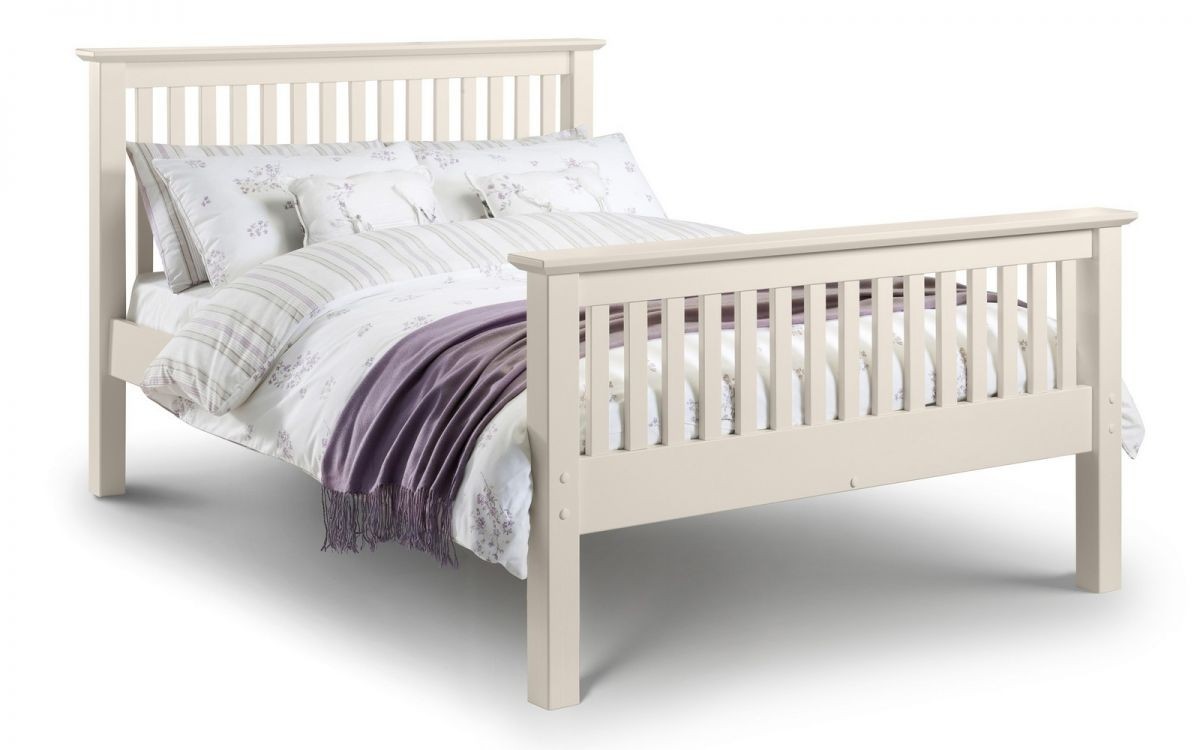 High Foot End Double Bed Frame, White Double Bed Frame