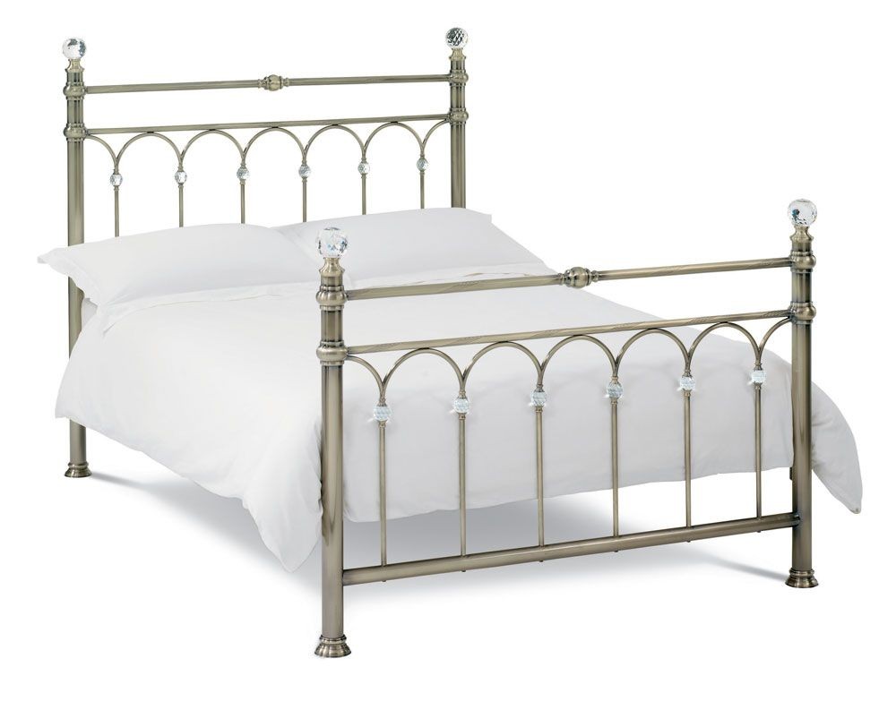 Krystal Antique Brass King Size Bed Frame, Antique King Bed