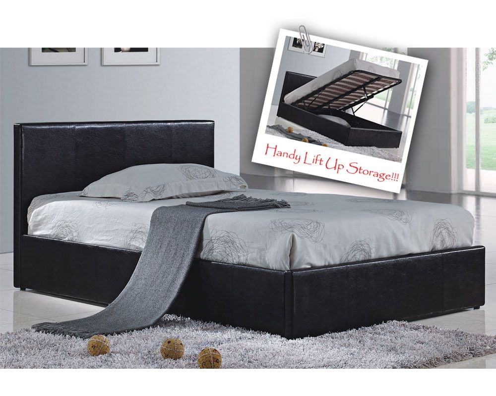 Berlin Parade Black Double Ottoman Storage Bed Frame