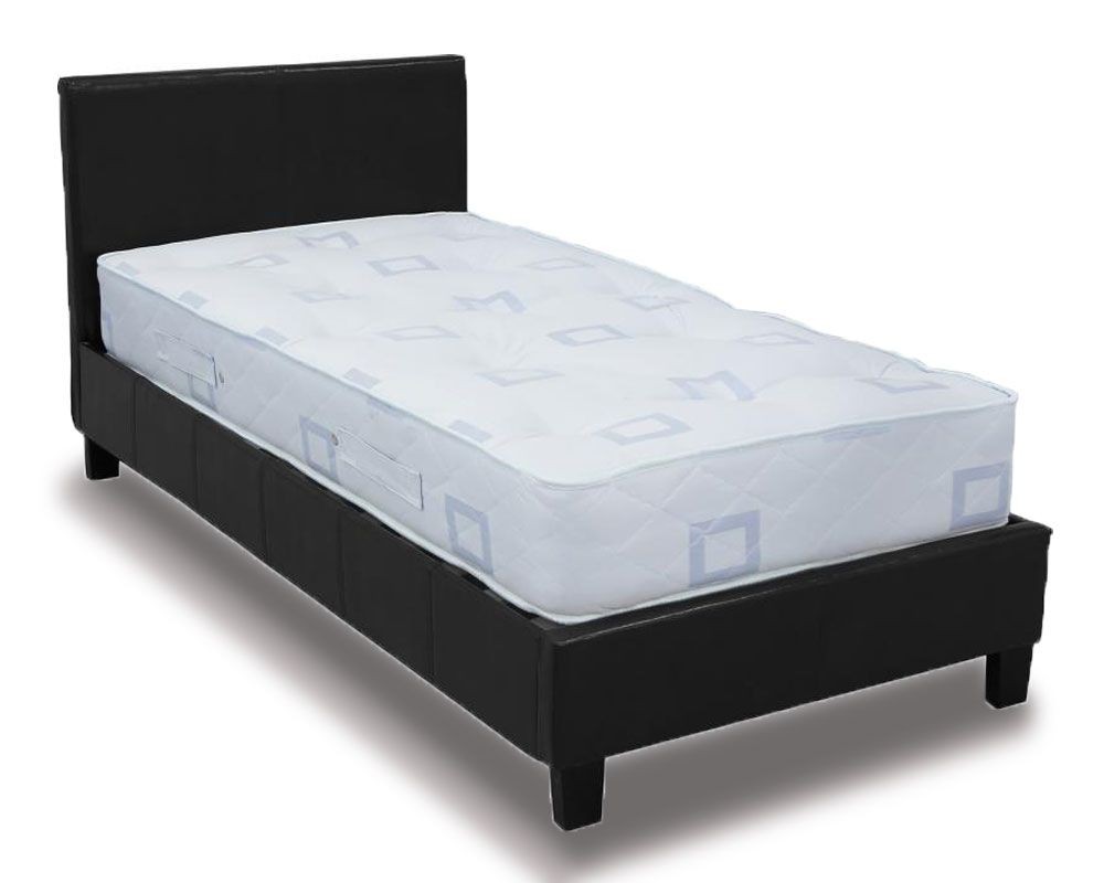 Black Faux Leather Single Bed Frame, White Leather Single Bed Frame