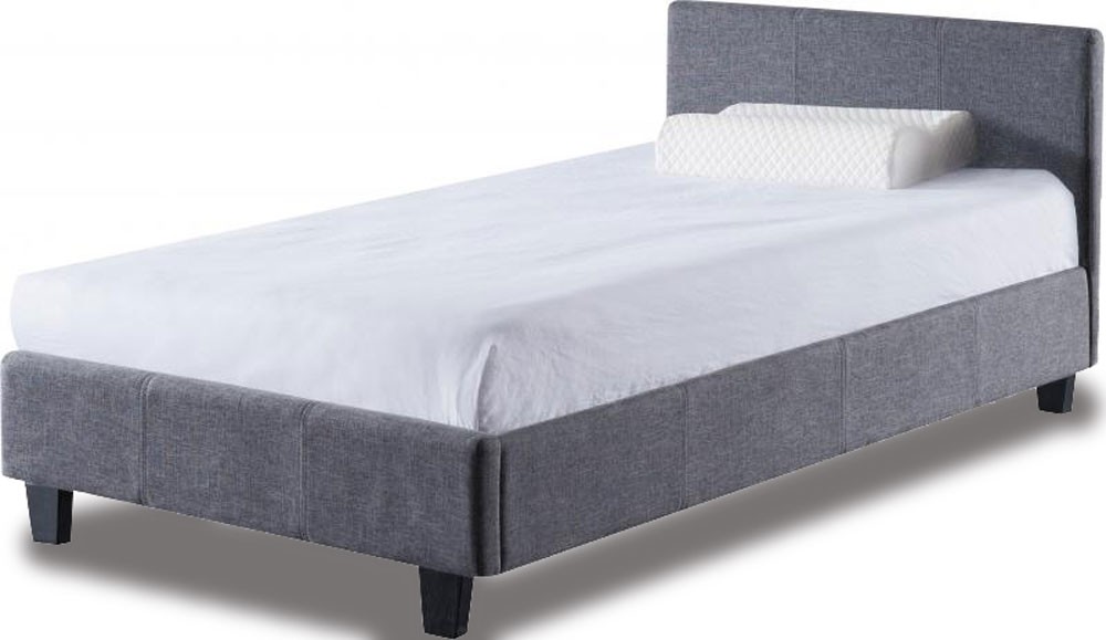 Berlin Parade Grey Fabric Single Bed Frame, Single Bed With Frame And Mattress