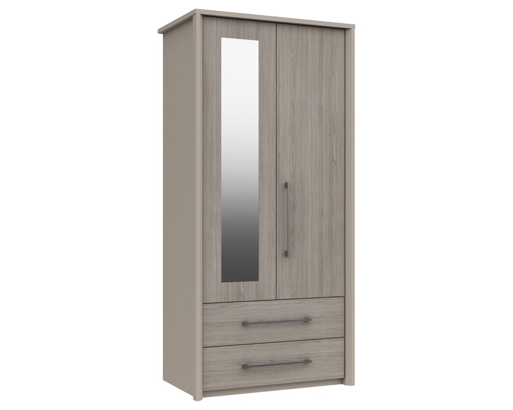 Burton 2 Door Combi Robe Grey Oak With Mirror
