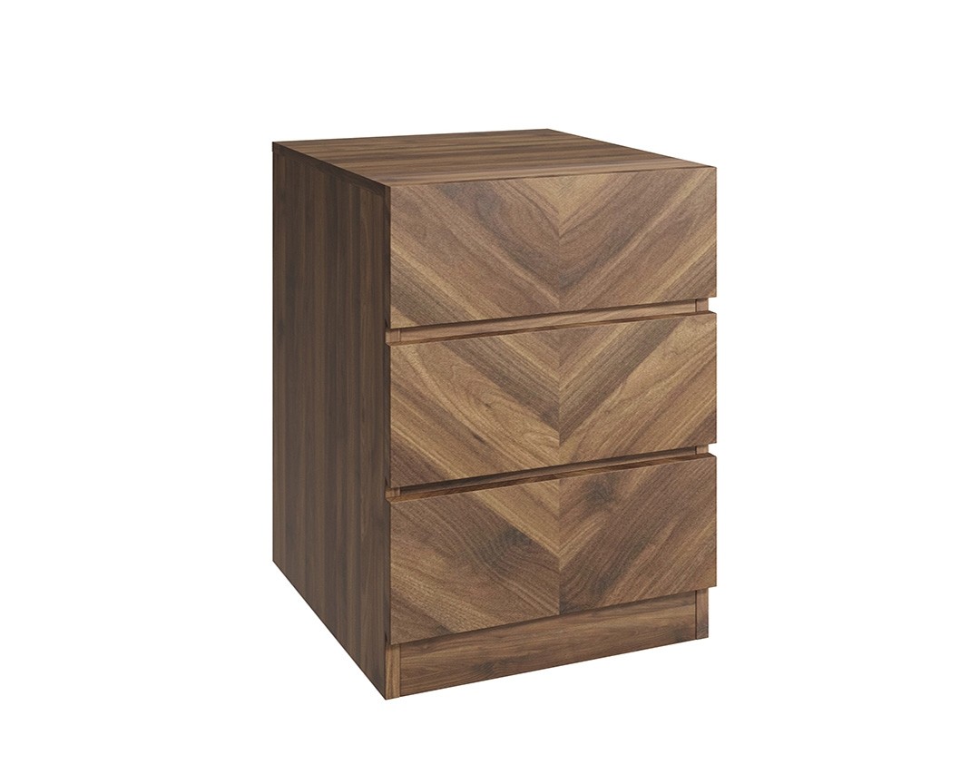 Catalan Walnut 3 Drawer Bedside