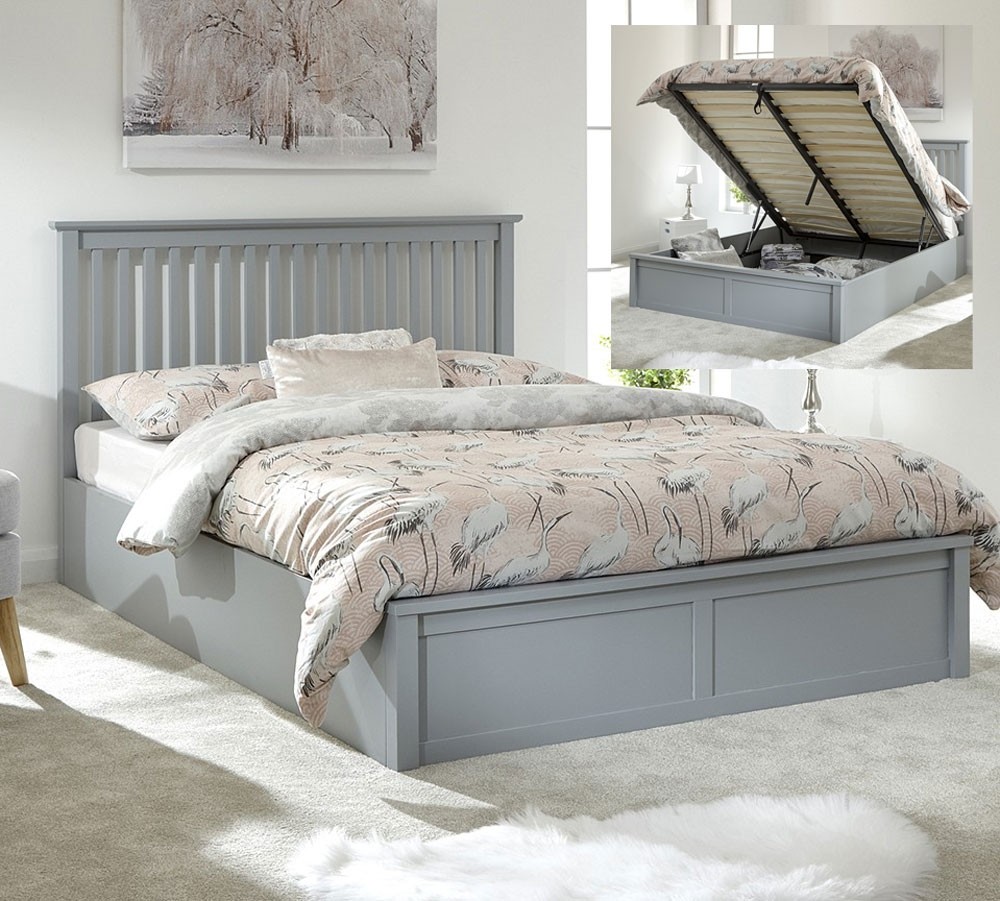 Connect Dove Grey Wooden King Size, King Size Wood Bed Frame With Storage