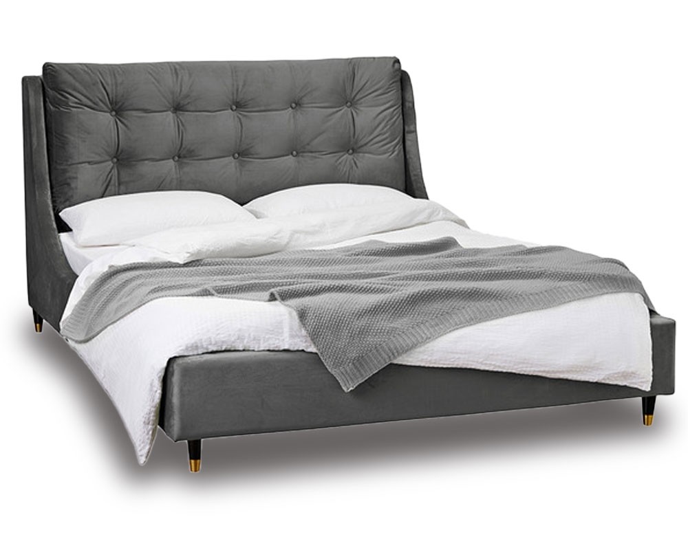 Cushion Back Grey King Size Bed Frame