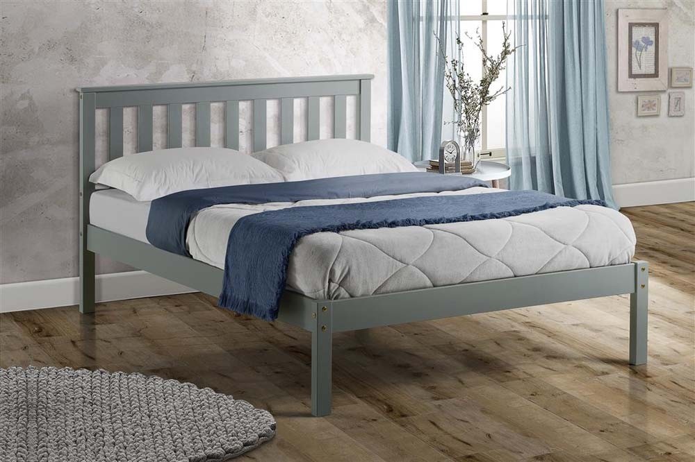 Derby Grey Wooden Double Bed Frame, Grey Wood Bed Frame