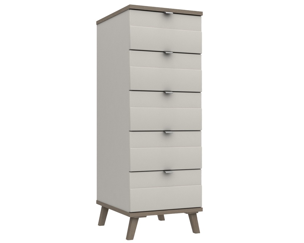 Derby 5 Drawer Tallboy Grey White Grey Oak