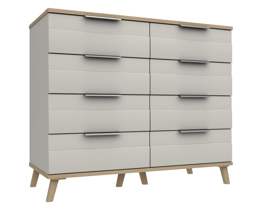 Derby 4 Drawer Double Chest Grey White Natural Oak