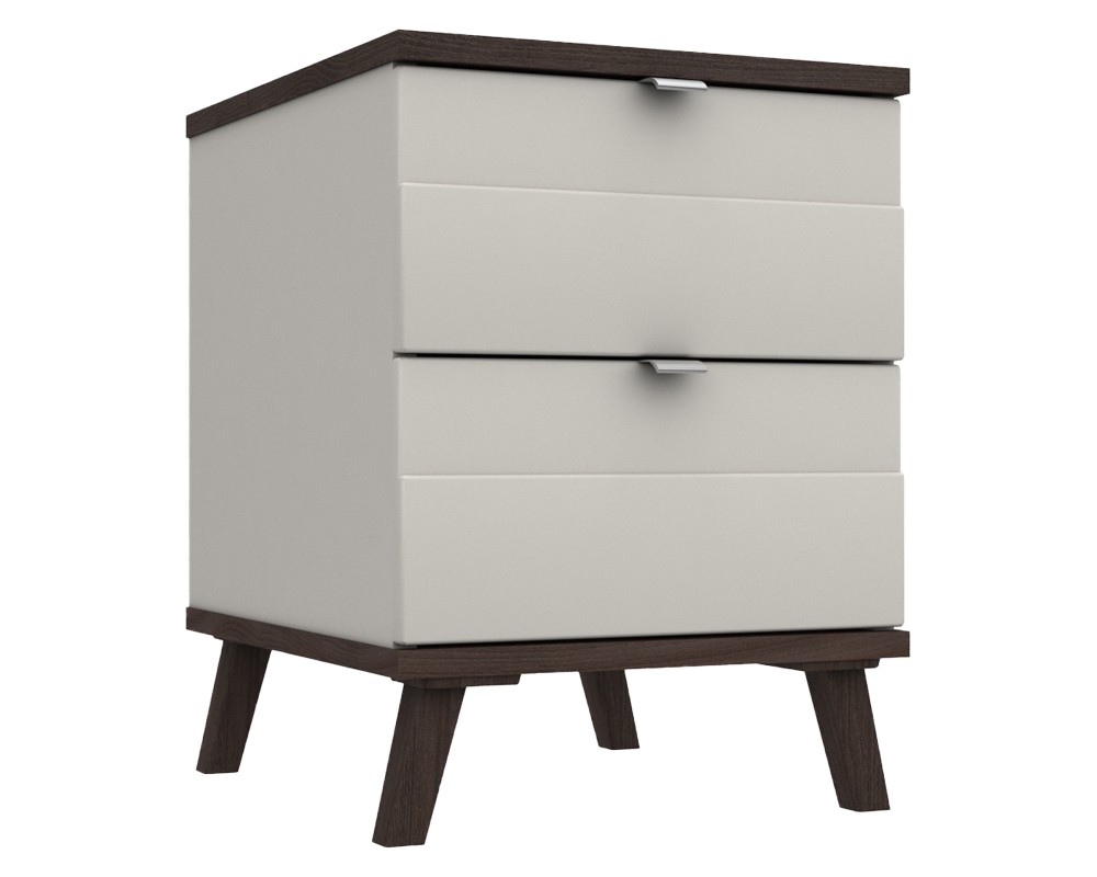 Derby 2 Drawer Bedside Grey White Truffle Oak