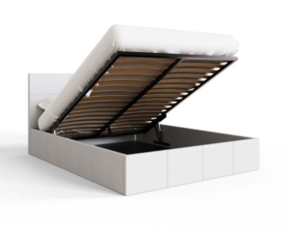 End Lift Ottoman Storage Bed Frame In White