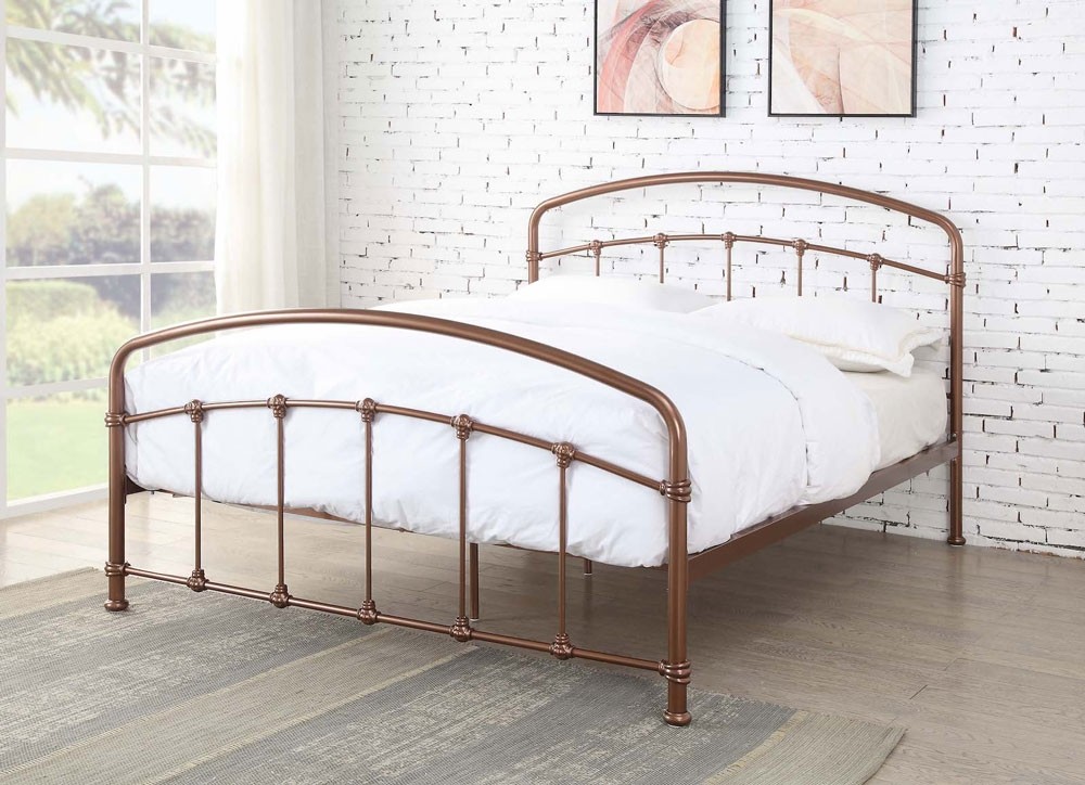 Bostin Rose Gold Double Bed Frame, Rose Gold Bed Frame Double