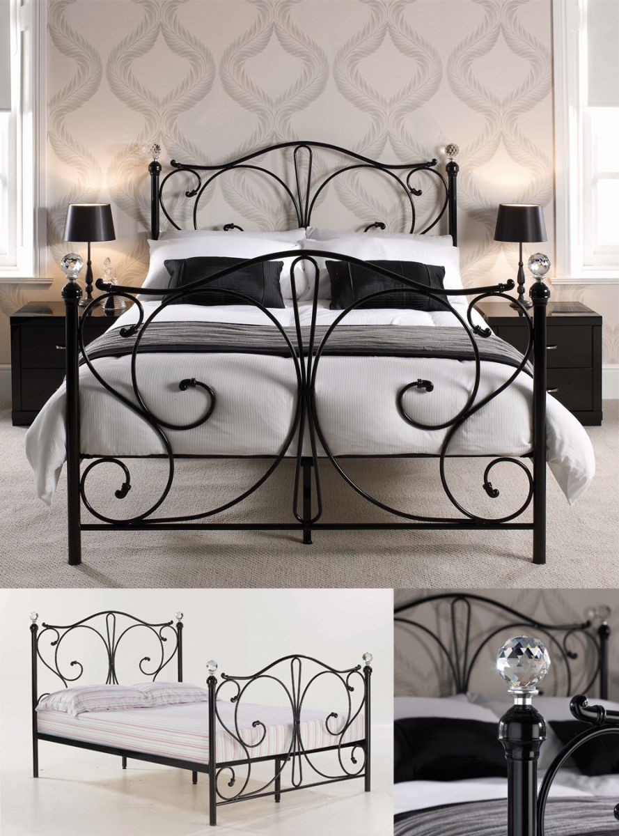 Florentine Black/Krystal Double Bed Frame