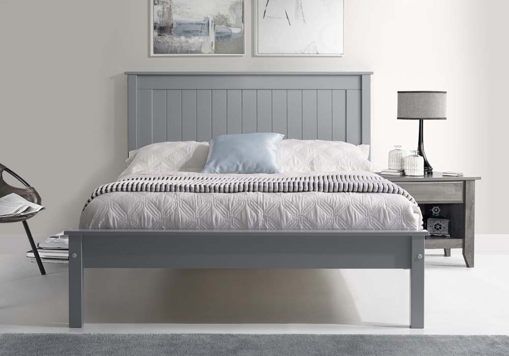 Taurean Grey Low Foot Double Bed Frame, Shaker Style Single Bed Frame