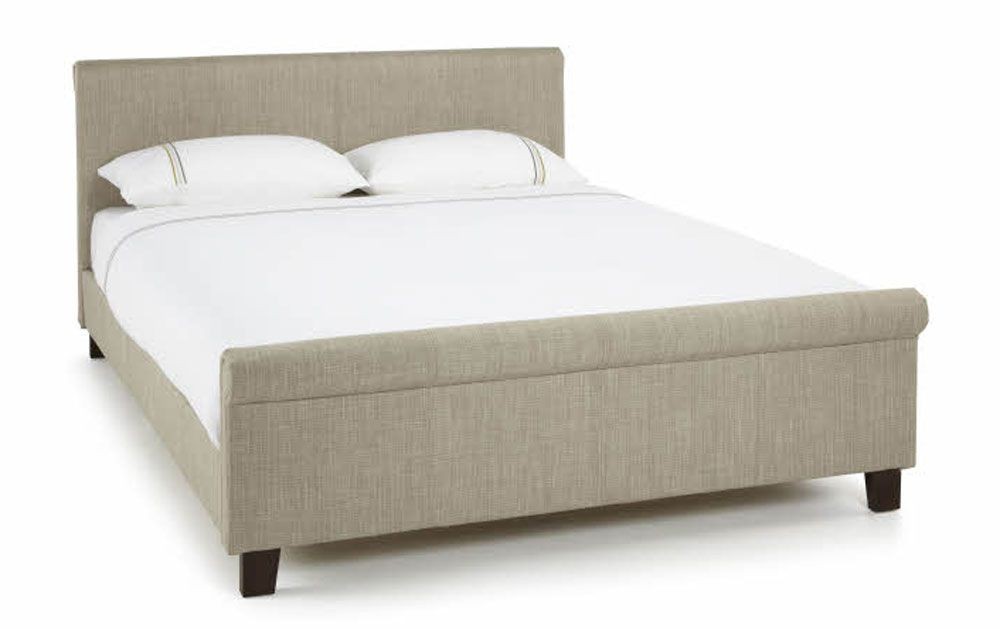 White linen king bed hot sale frame