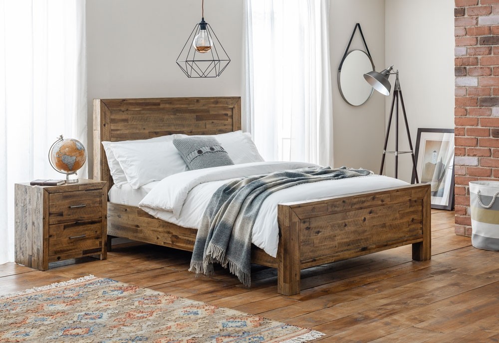Thorn Hardwood King Size Bed Frame, Distressed Wood King Size Bed