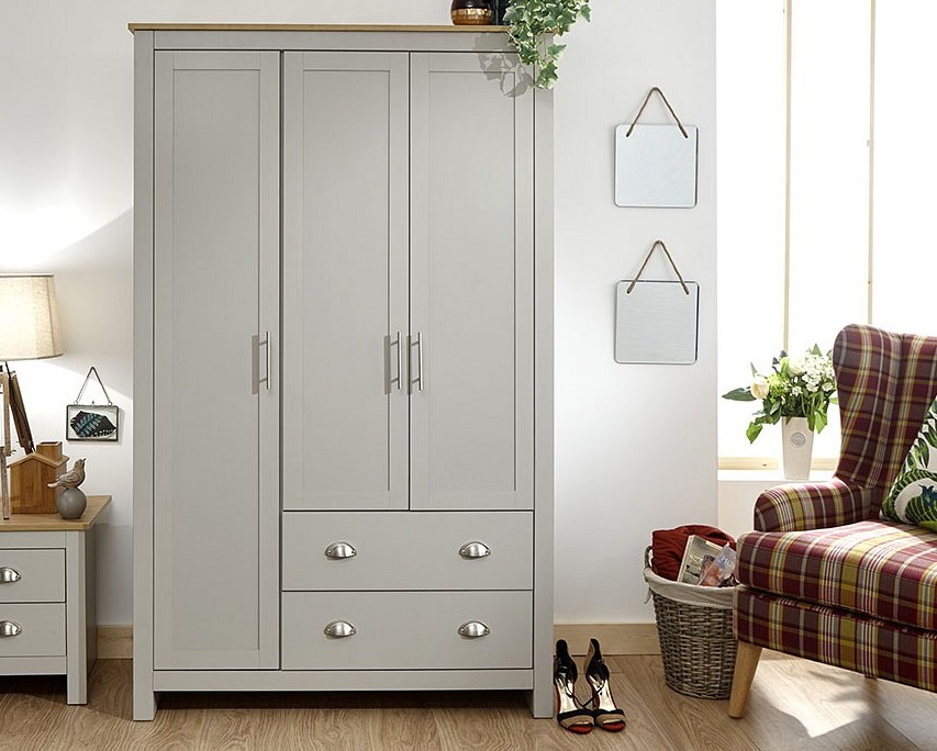 Lancashire Grey 3 Door 2 Drawer Wardrobe