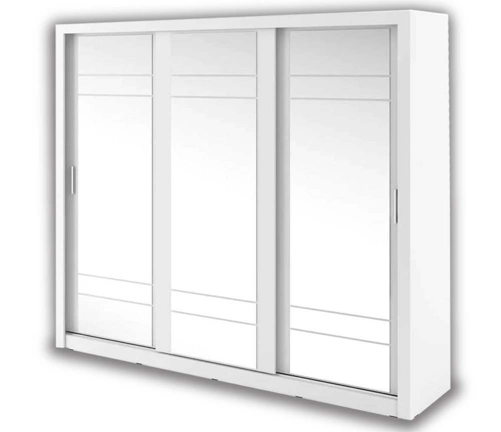 Manchester White Sliding Door Wardrobe 250cm