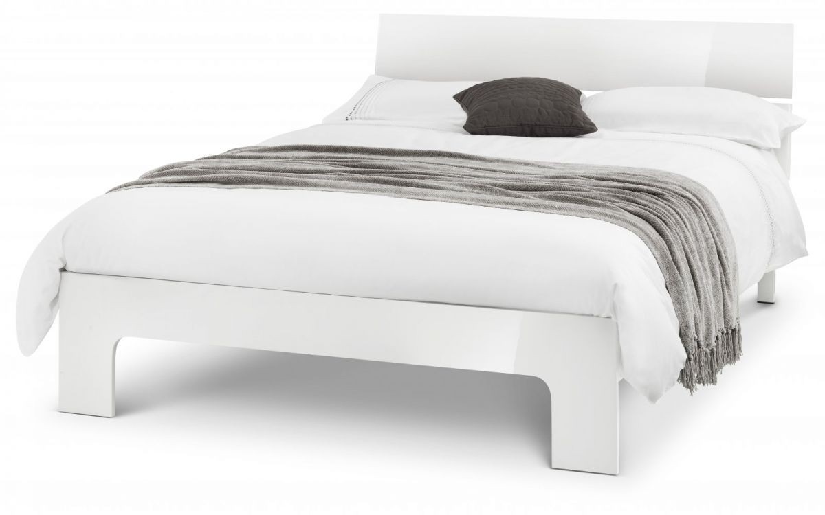 High Gloss White King Size Bed Frame, White Bedroom Furniture King Size Bed Frame